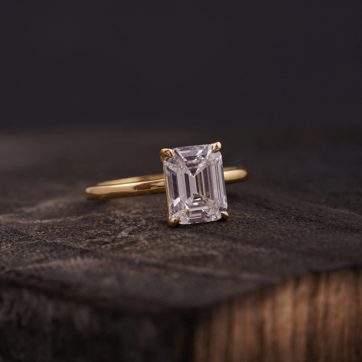 Emerald Cut Moissanite Diamond Solitaire Engagement