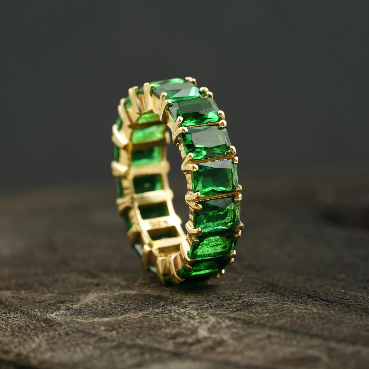 Emerald Full Eternity May Birthstone Wedding Band