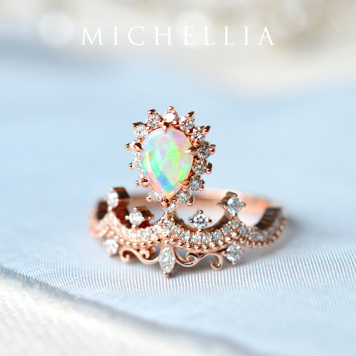 [Angelique] Venetian Crown Chandelier Ring in Australian Opal