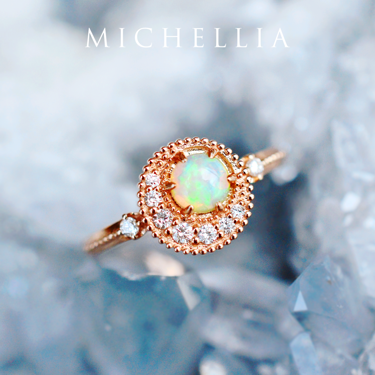 [Luna] Crescent Moon Ring in Australian Opal