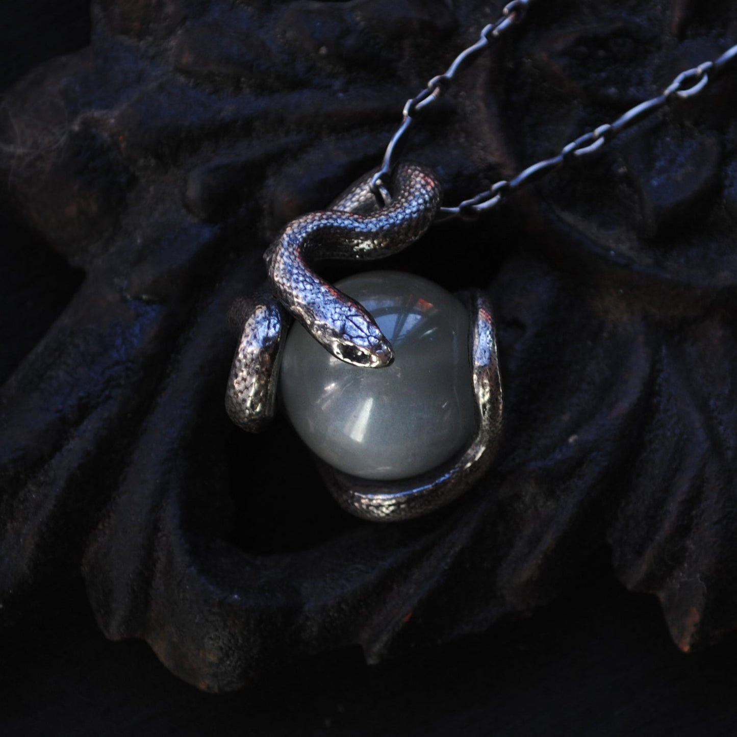Snake Guardian - White Moonstone