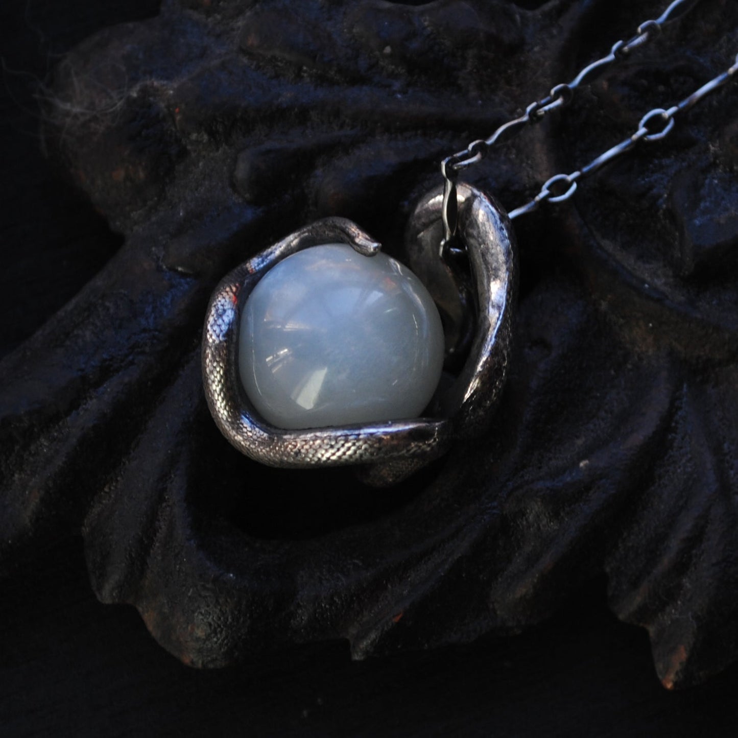 Snake Guardian - White Moonstone