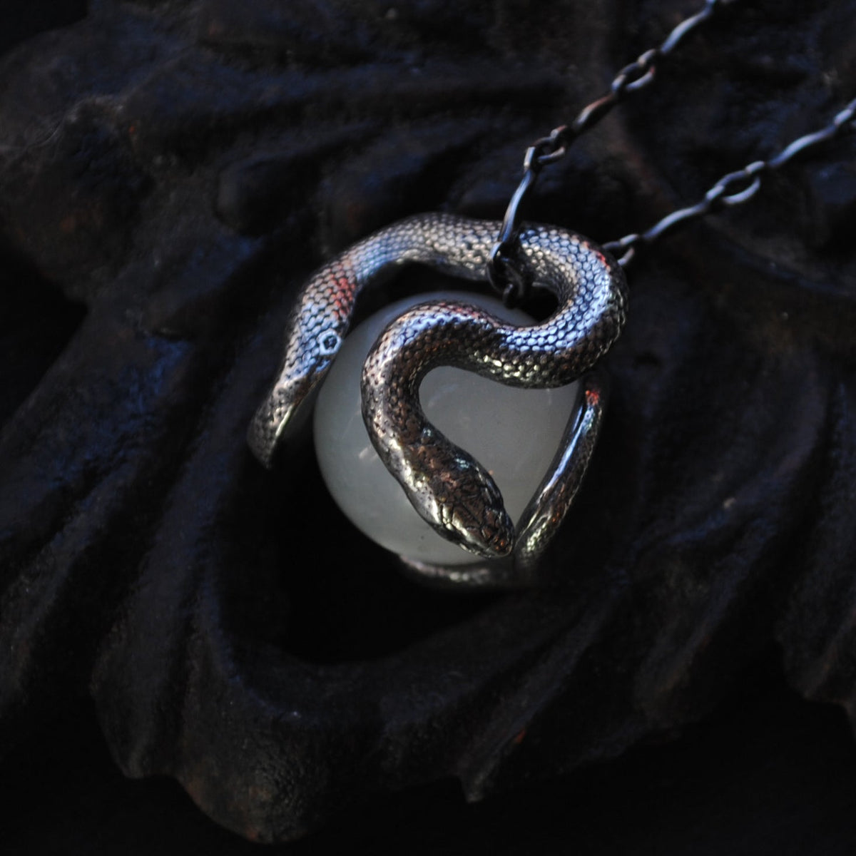 Snake Guardian - White Moonstone