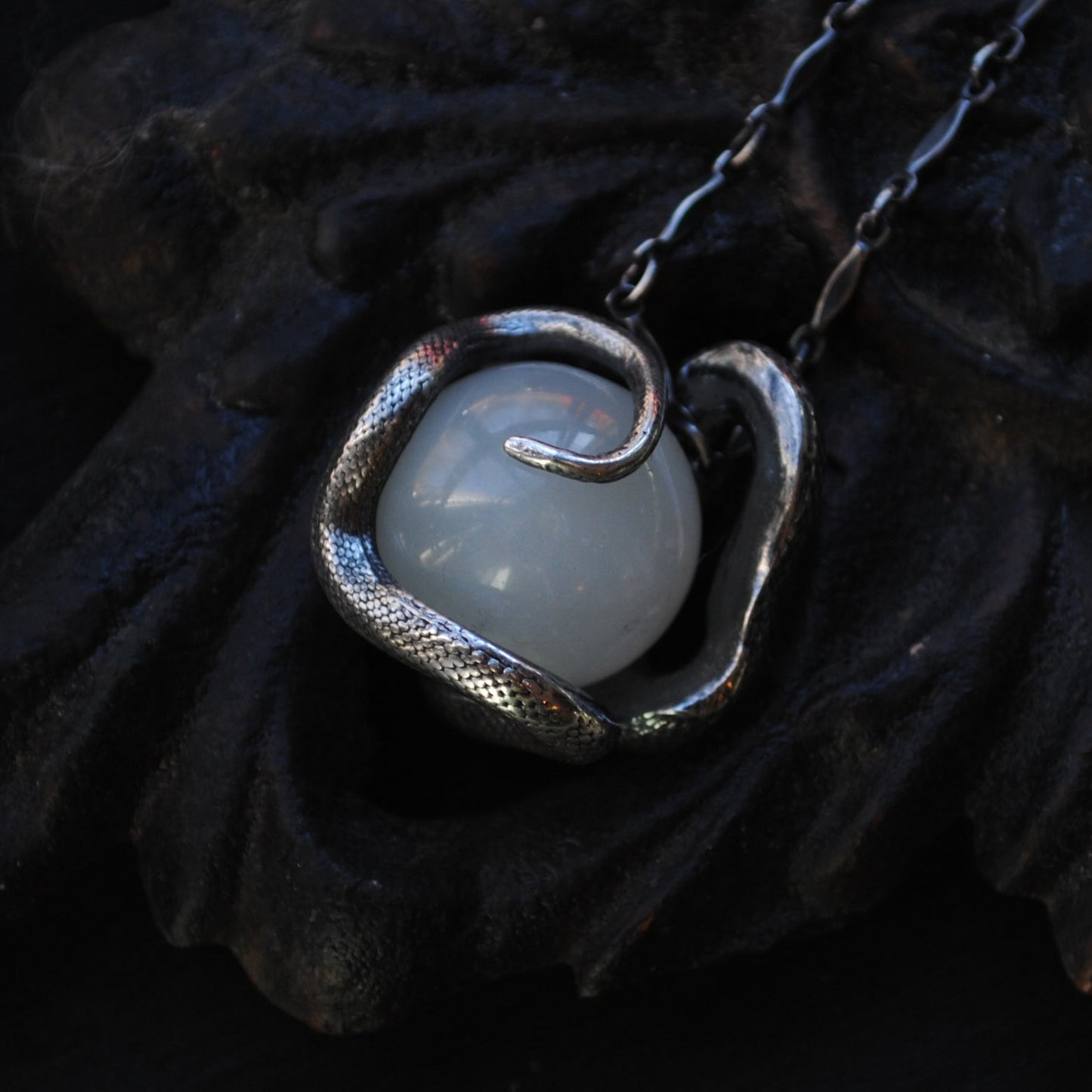 Snake Guardian - White Moonstone