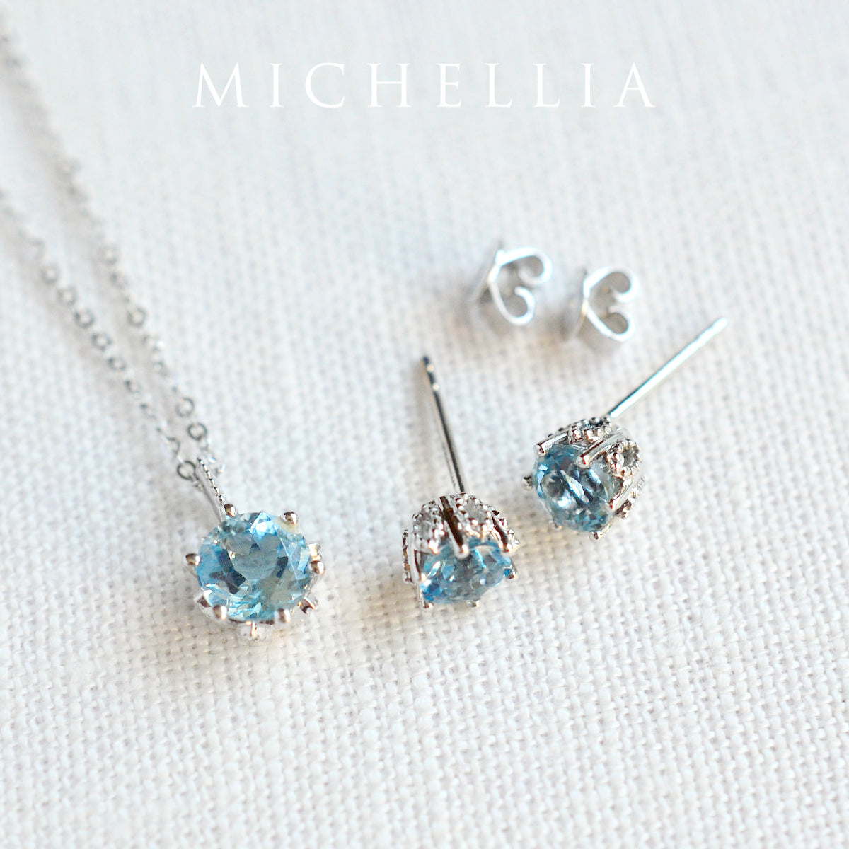 [Eden] Petite Floral Earrings in Aquamarine