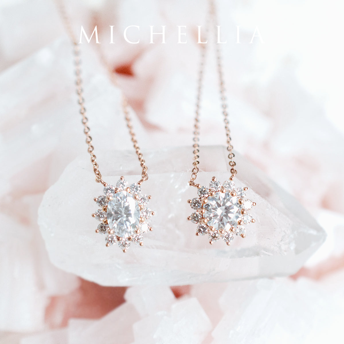 [Julianne] Vintage Bloom Oval Cut Necklace in Lab Blue Sapphire
