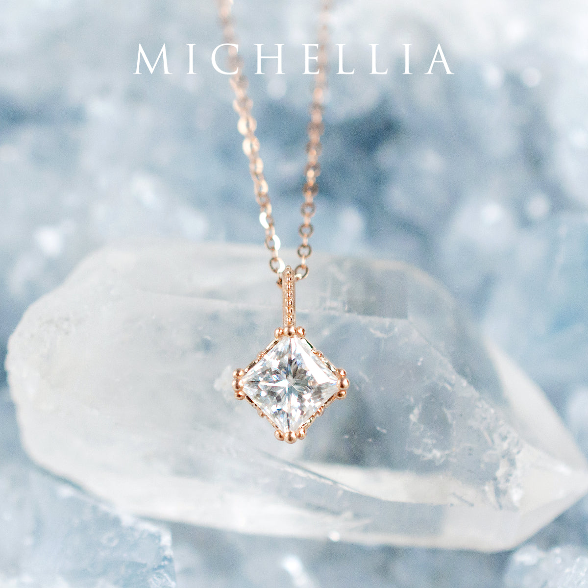 [Astoria] Fluer De Lis Princess Cut Necklace in Moonstone