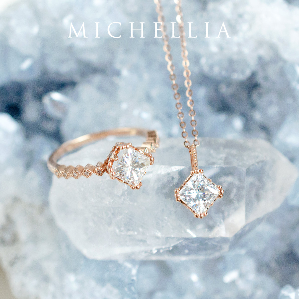 [Astoria] Fluer De Lis Princess Cut Necklace in Moonstone