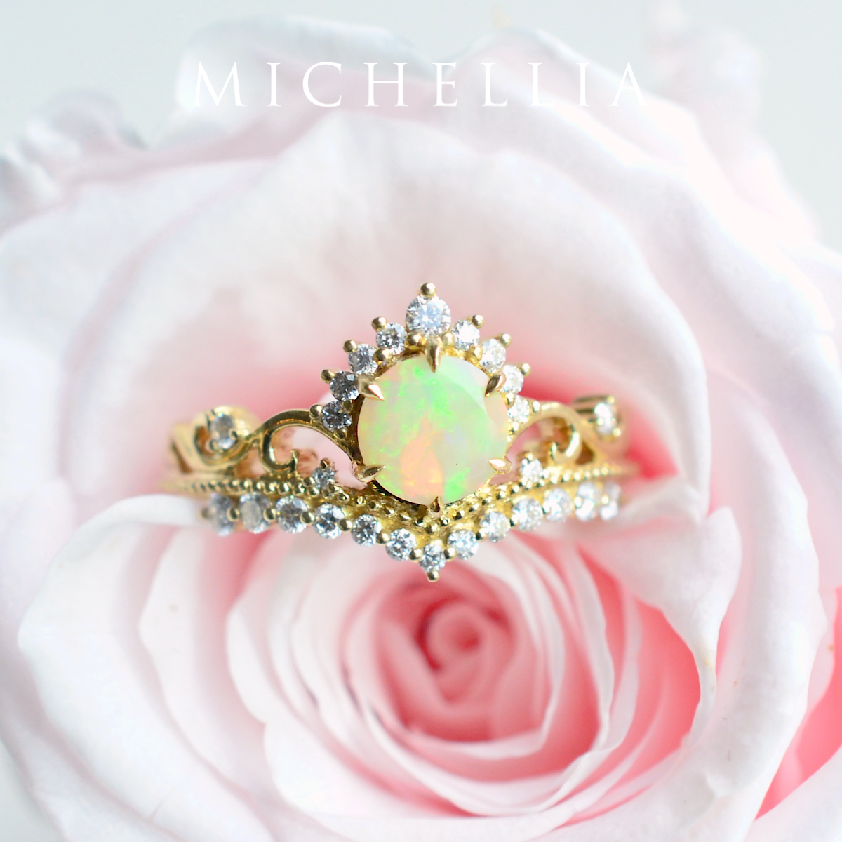 [Theia] Heirloom Crown Ring in Opal
