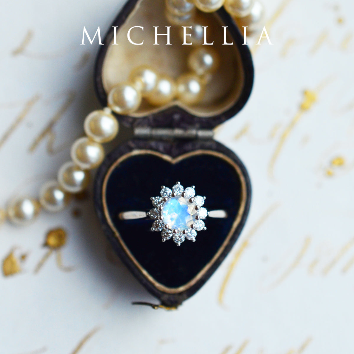 [Rosalie] Vintage Bloom Ring in Moonstone
