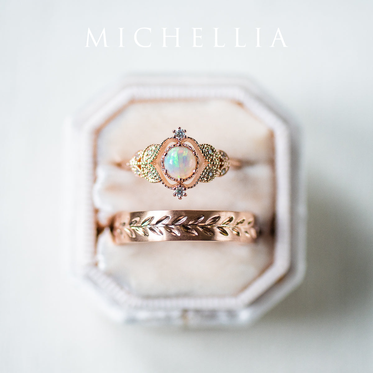 [Adeline] Vintage Rose Ring in Opal