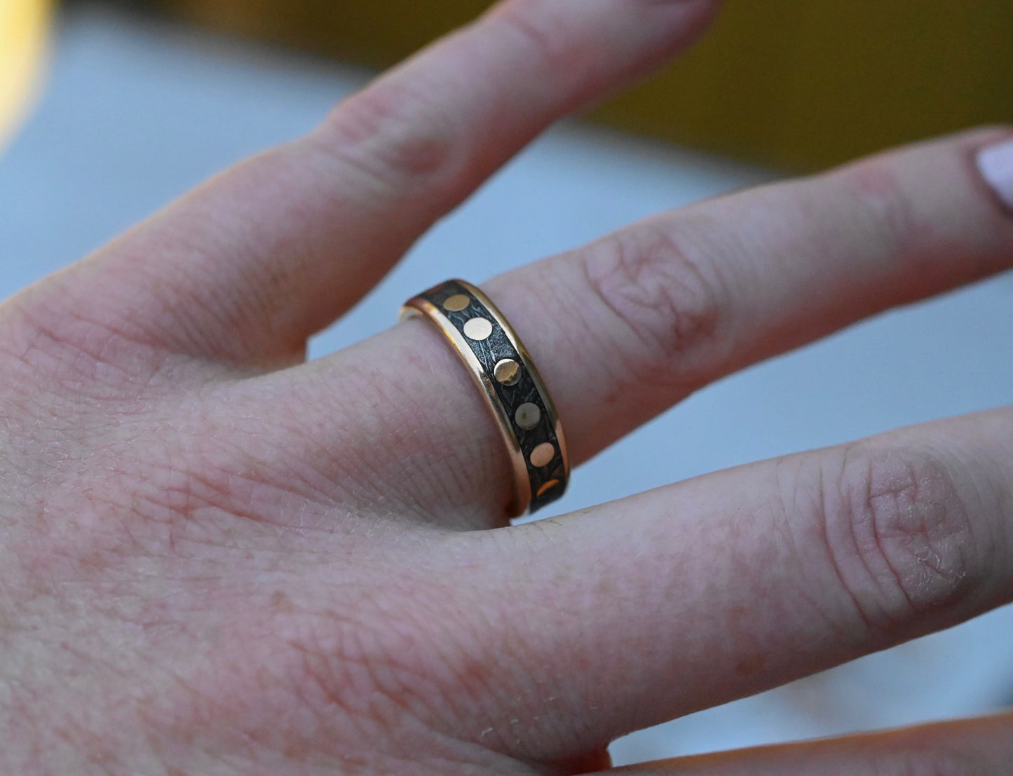 Meteorite & 14k Gold Dot Ring - Made To Order