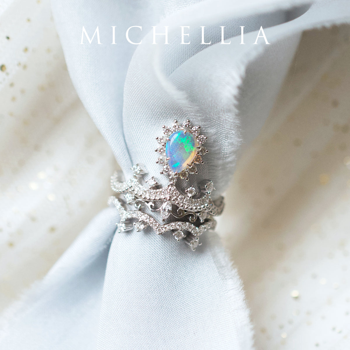 [Angelique] Venetian Crown Chandelier Ring in Australian Opal