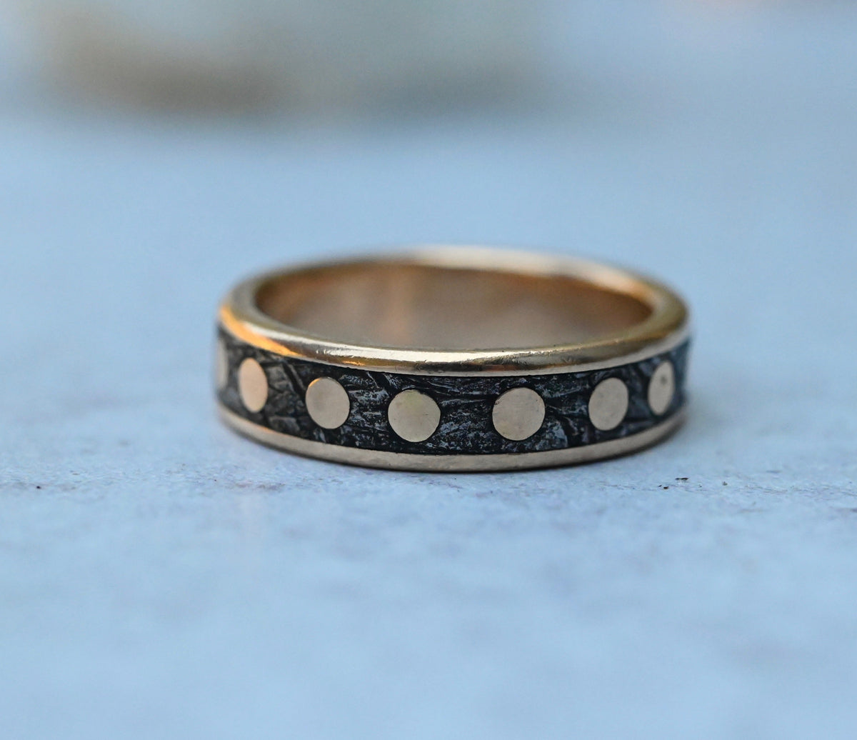 Meteorite & 14k Gold Dot Ring - Made To Order