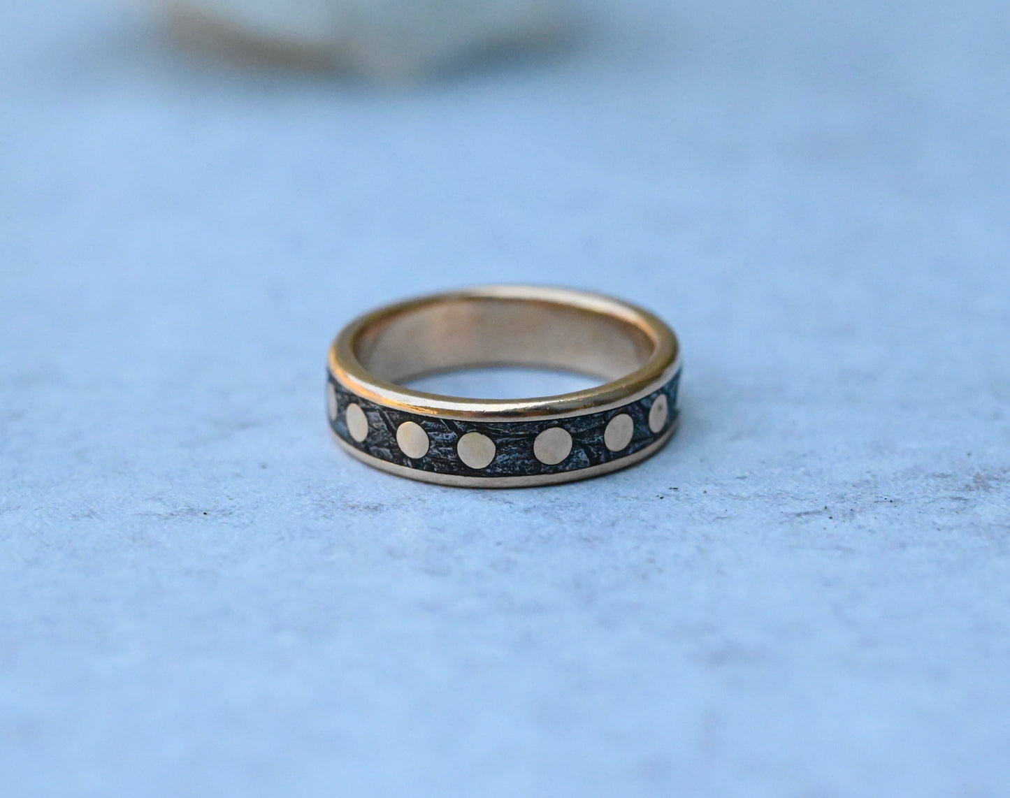 Meteorite & 14k Gold Dot Ring - Made To Order