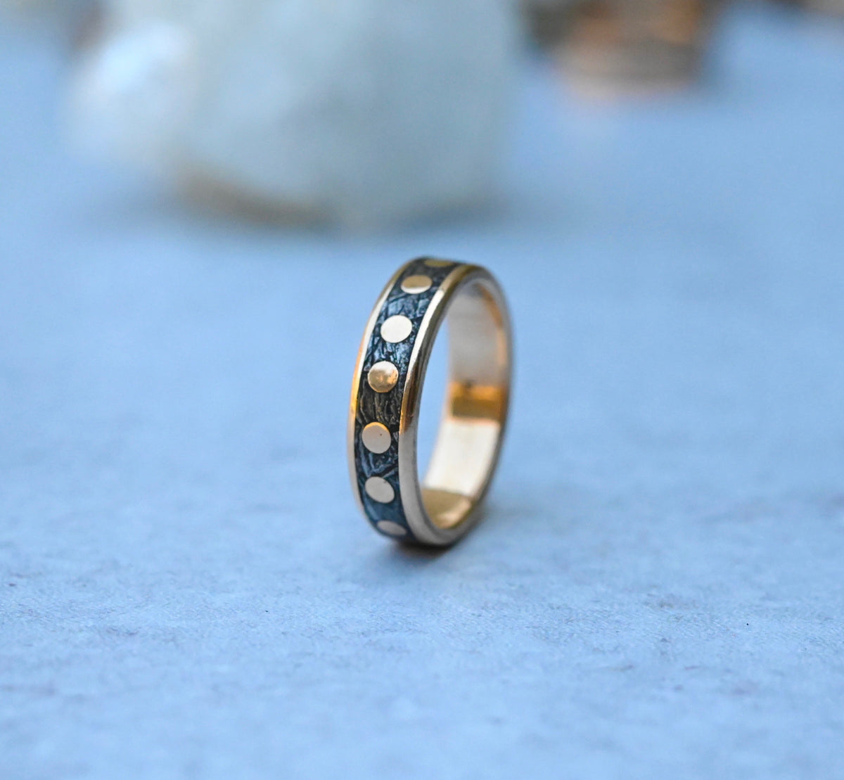 Meteorite & 14k Gold Dot Ring - Made To Order