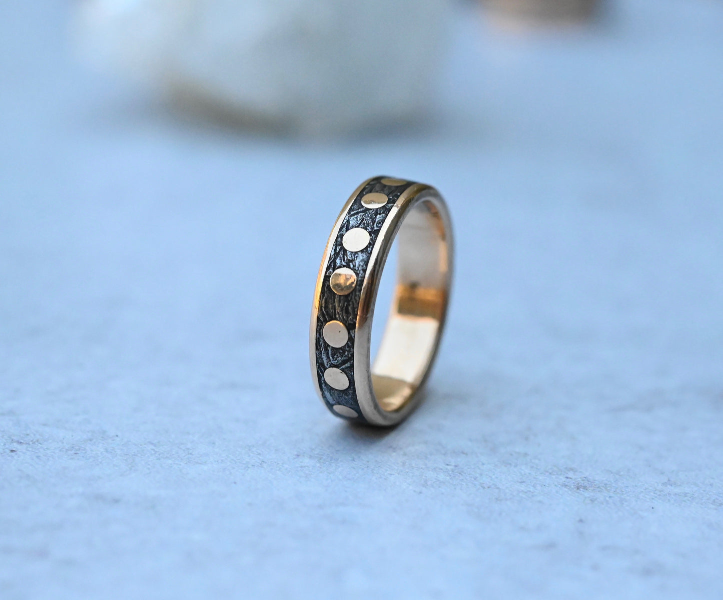 Meteorite & 14k Gold Dot Ring - Made To Order
