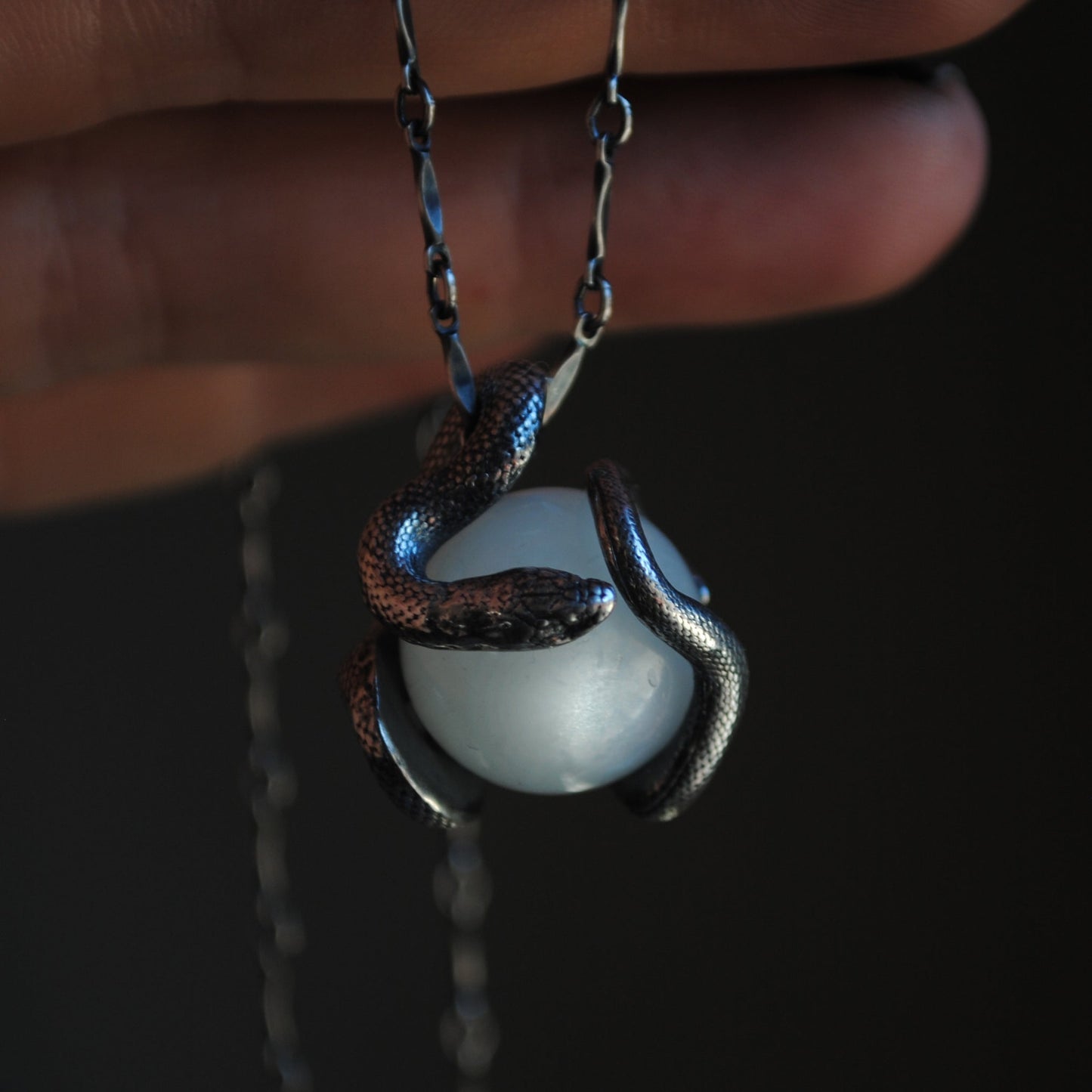 Snake Guardian - White Moonstone