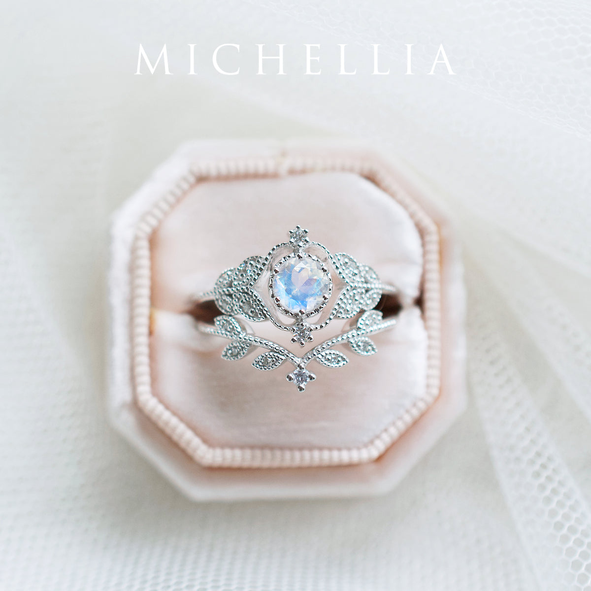 [Adeline] Vintage Rose Ring in Moonstone