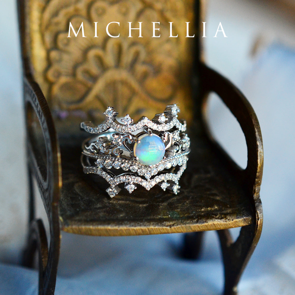 [Lacey] Chandelier Crown Diamond Band