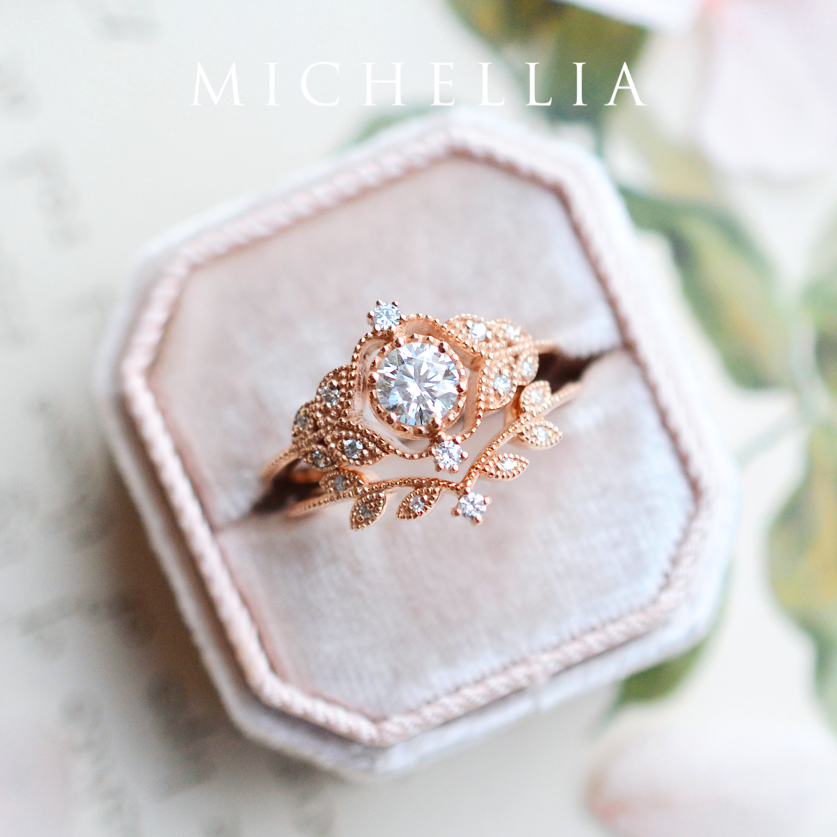 [Adeline] Vintage Rose Ring in Morganite