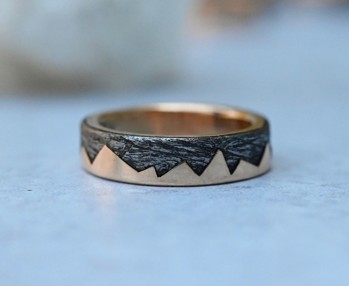 Meteorite & 14k Gold Zag Ring - Made To Order