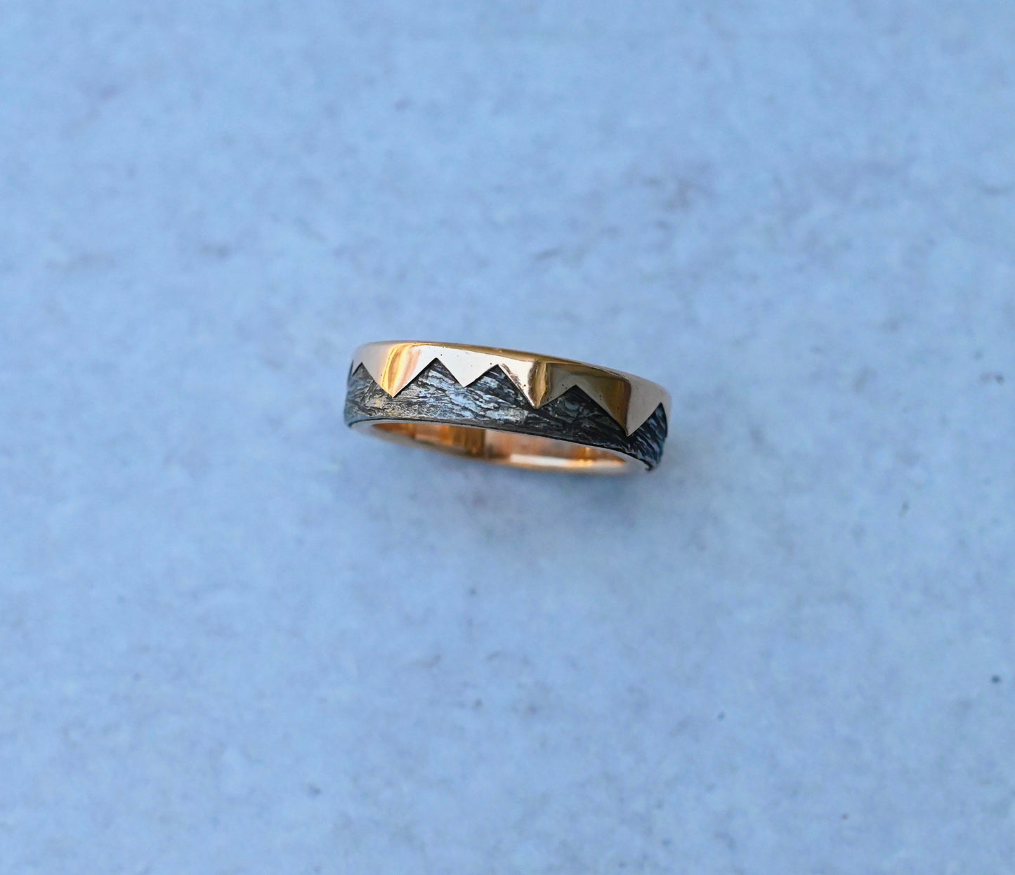Meteorite & 14k Gold Zag Ring - Made To Order