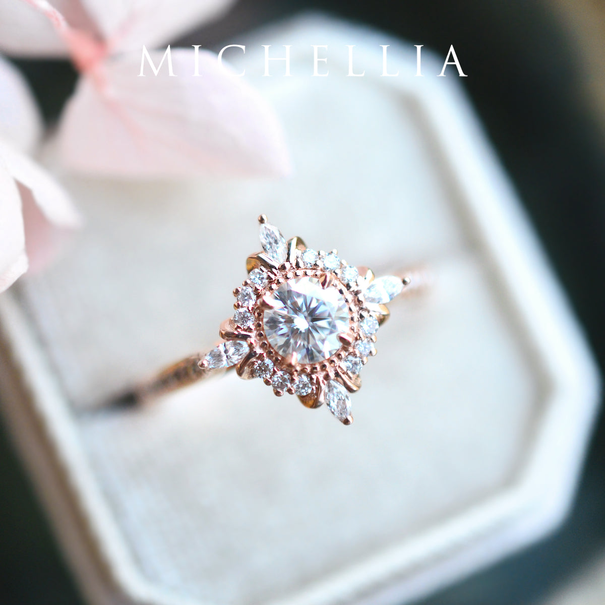 [Astrid] Art Deco Petite Ring in Moonstone