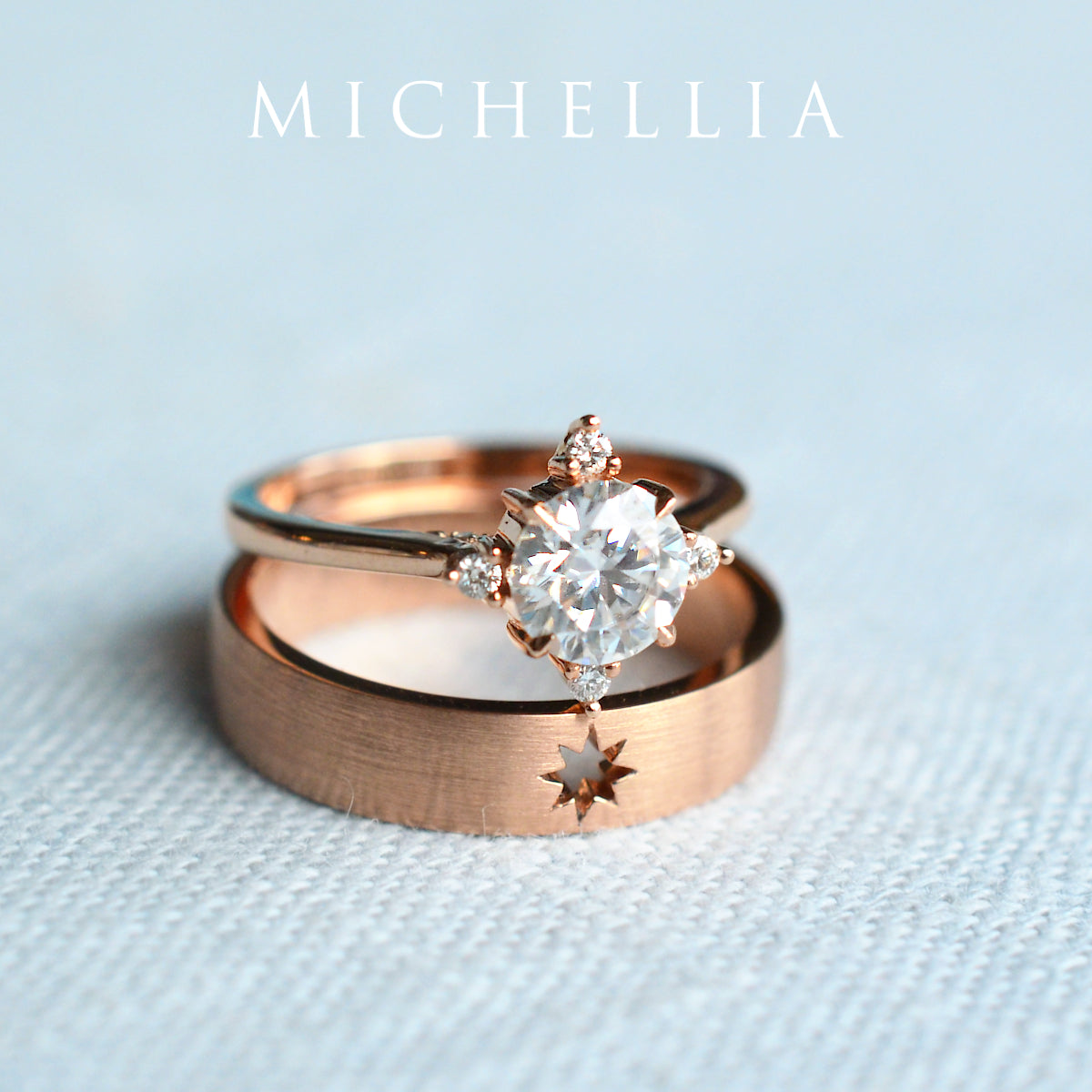 [Polaris] North Star Engagement Ring in Diamond / Moissanite