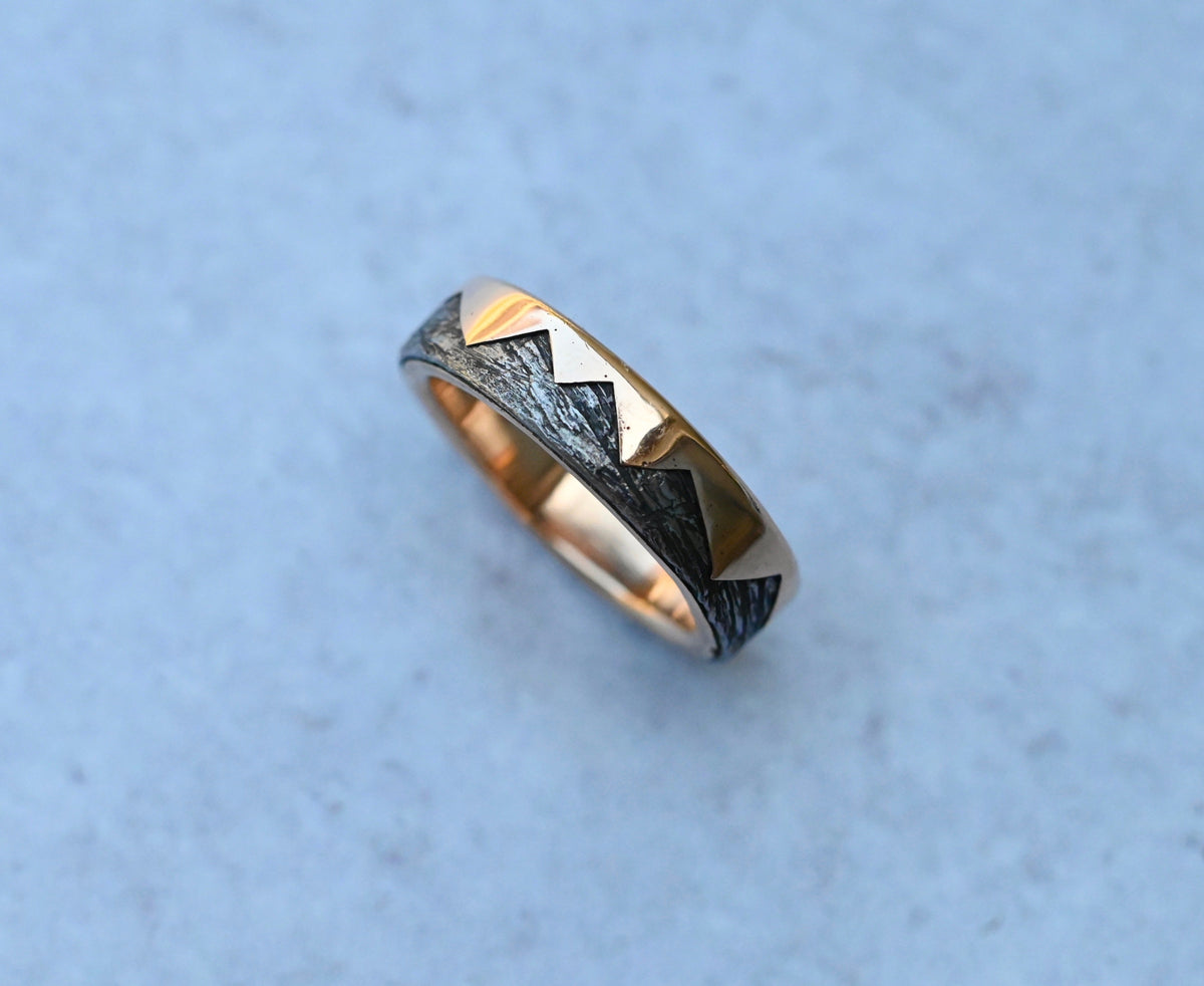 Meteorite & 14k Gold Zag Ring - Made To Order