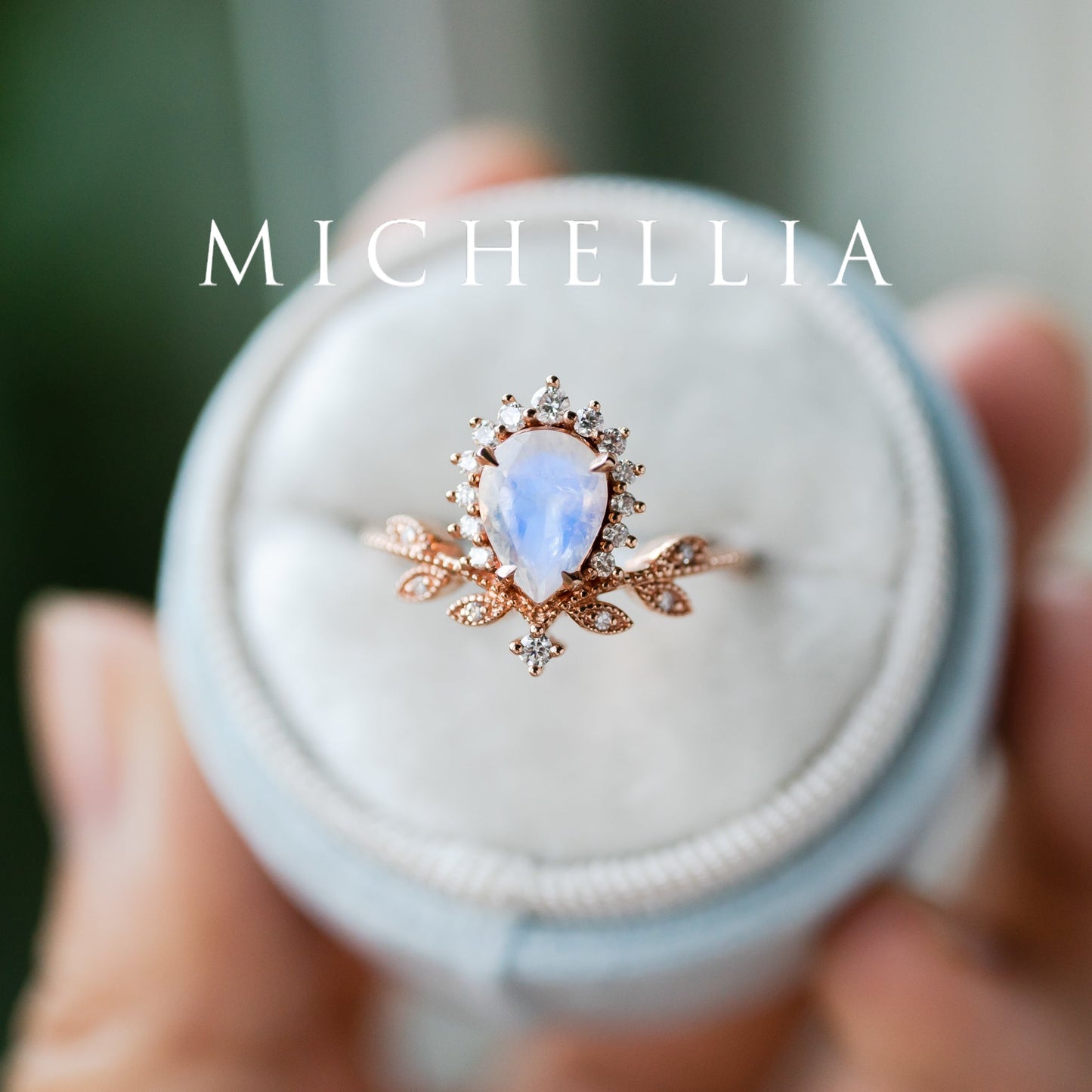 [Isadora] Vintage Woodland Queen Pear Engagement Ring in Moonstone