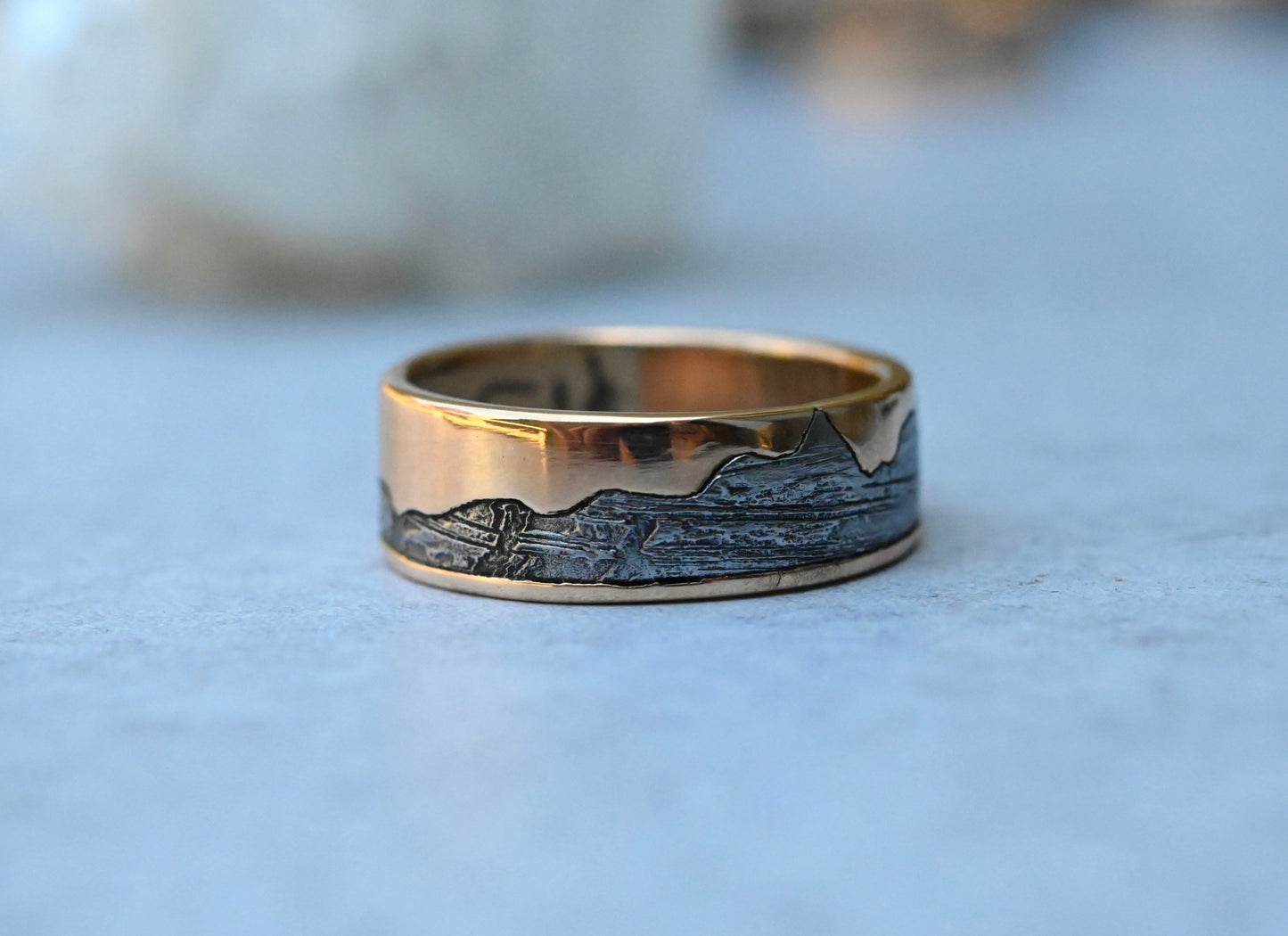 Meteorite & 14k Gold Cactus Mountain Ring - Made To Order