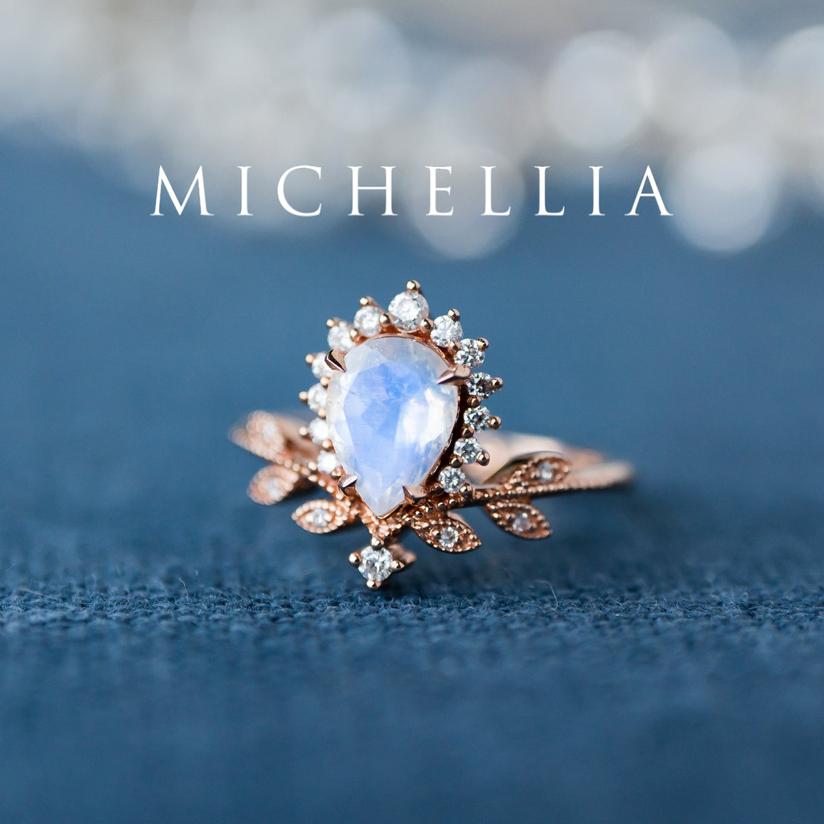 [Isadora] Vintage Woodland Queen Pear Engagement Ring in Moonstone