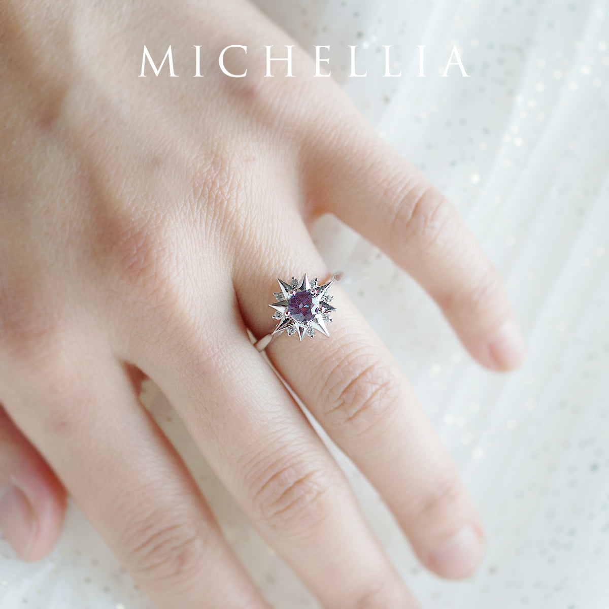 [Astra] Starlight Engagement Ring in Lab Alexandrite
