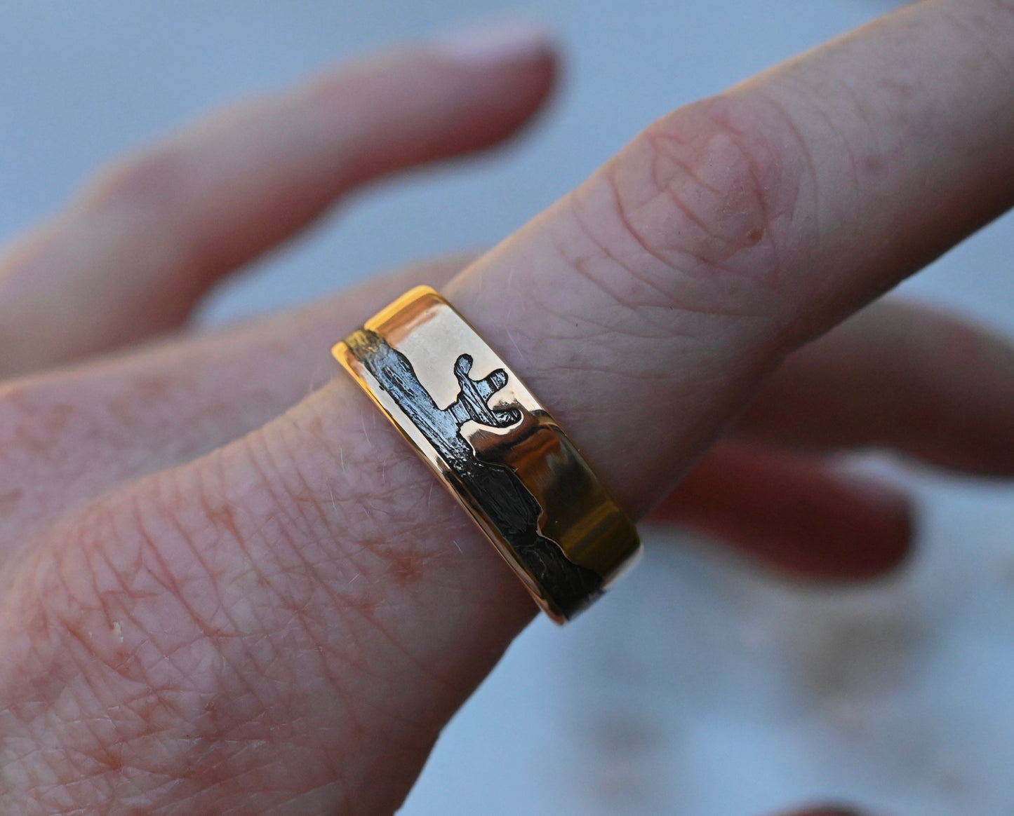 Meteorite & 14k Gold Cactus Mountain Ring - Made To Order