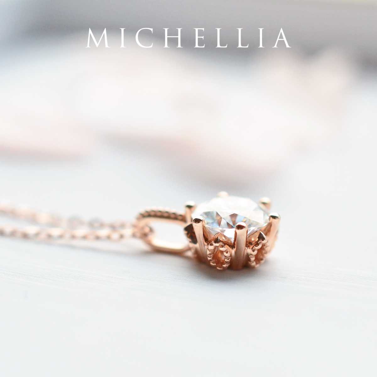 [Eden] Floral Solitaire Necklace in Aquamarine