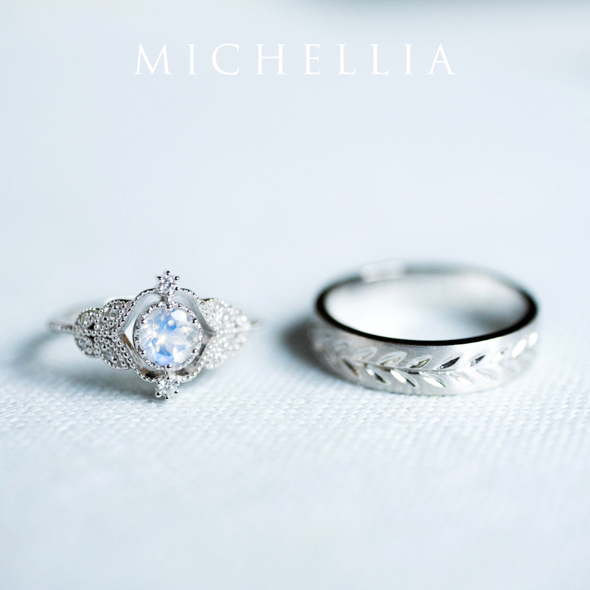 [Adeline] Vintage Rose Ring in Moonstone