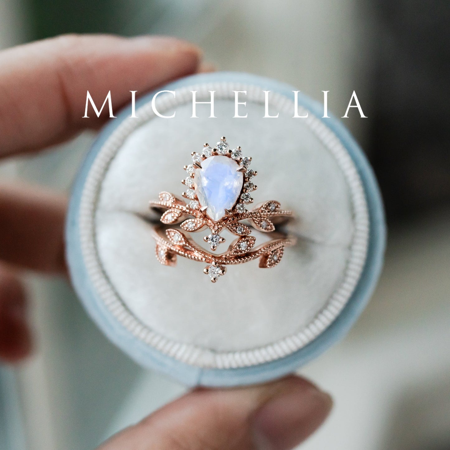 [Isadora] Vintage Woodland Queen Pear Engagement Ring in Australian Opal