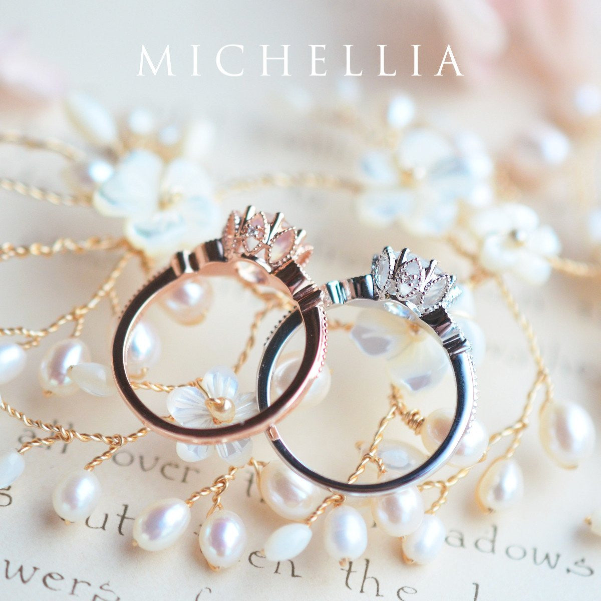 [Evanthe] Vintage Floral Engagement Ring in Morganite