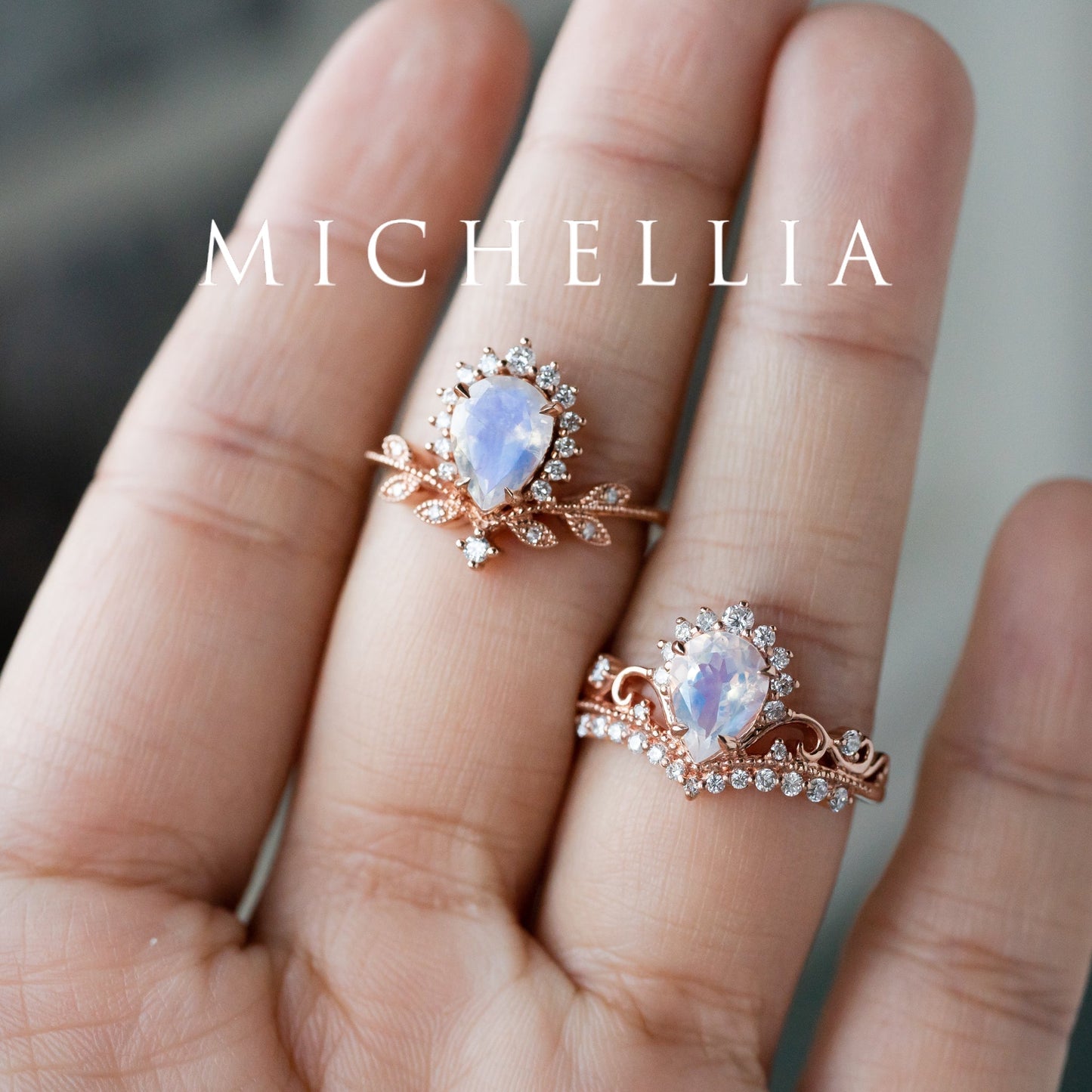 [Isadora] Vintage Woodland Queen Pear Engagement Ring in Australian Opal