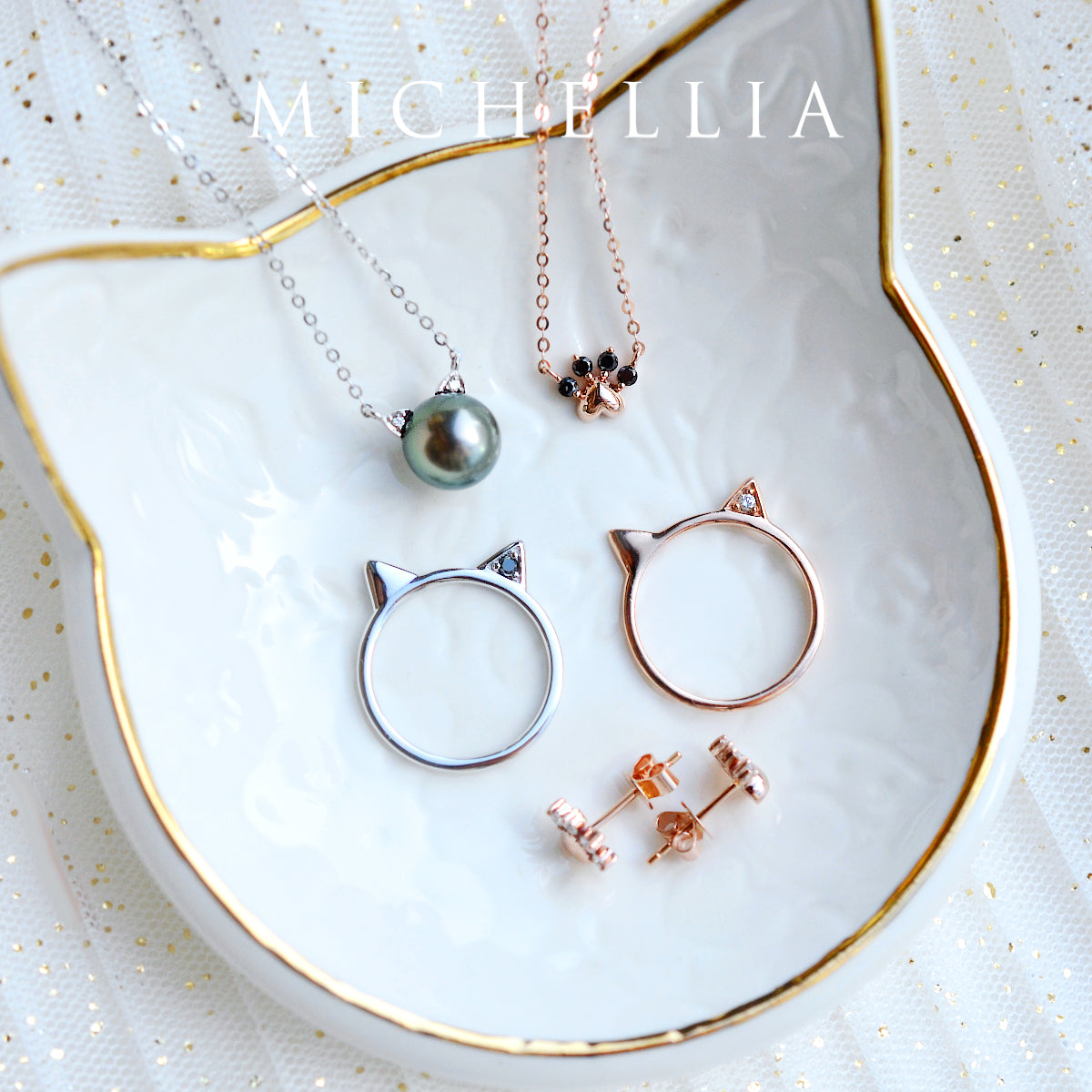 [Beans] Dog & Cat Paw Diamond Earrings