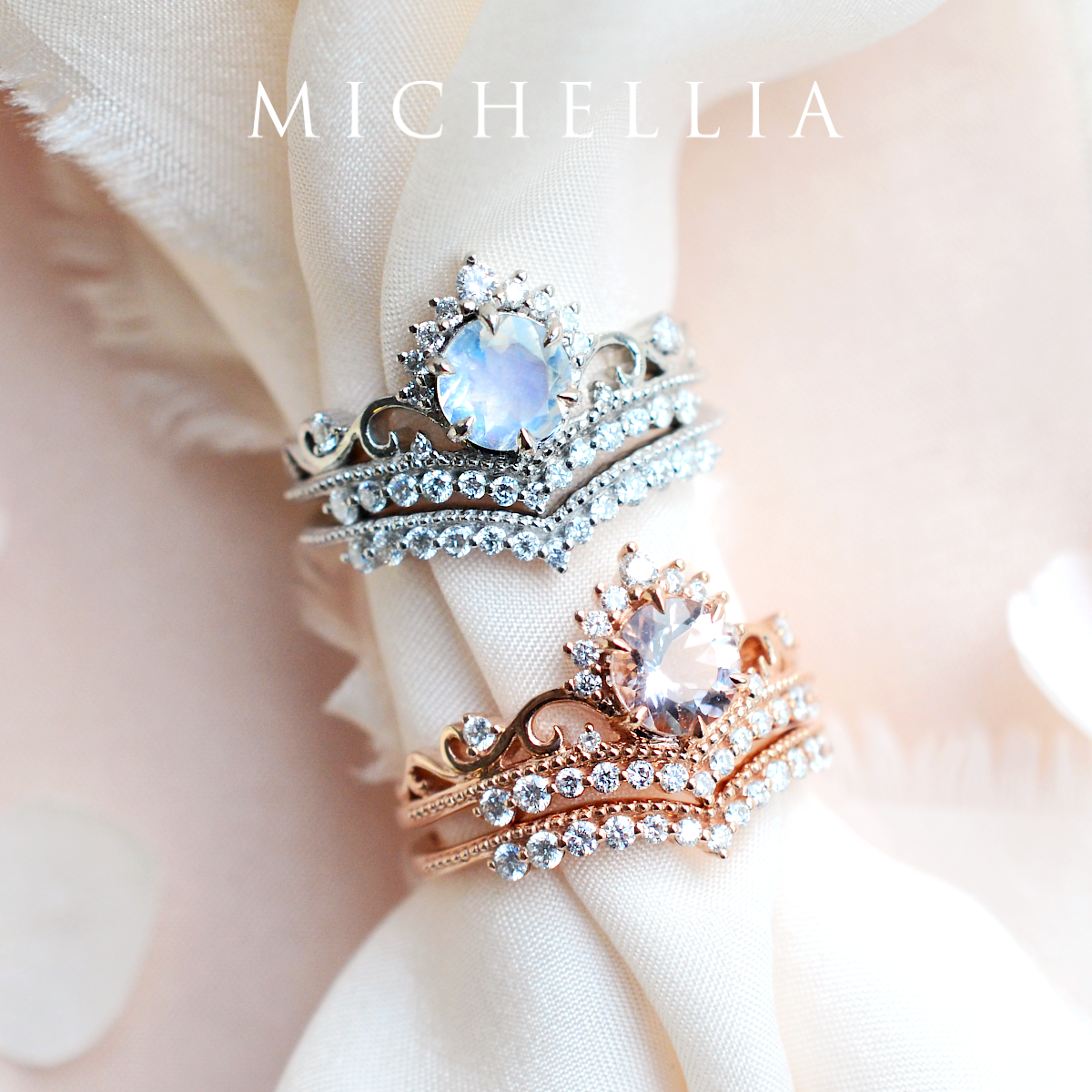 [Theia] Heirloom Crown Engagement Ring in Moissanite / Diamond