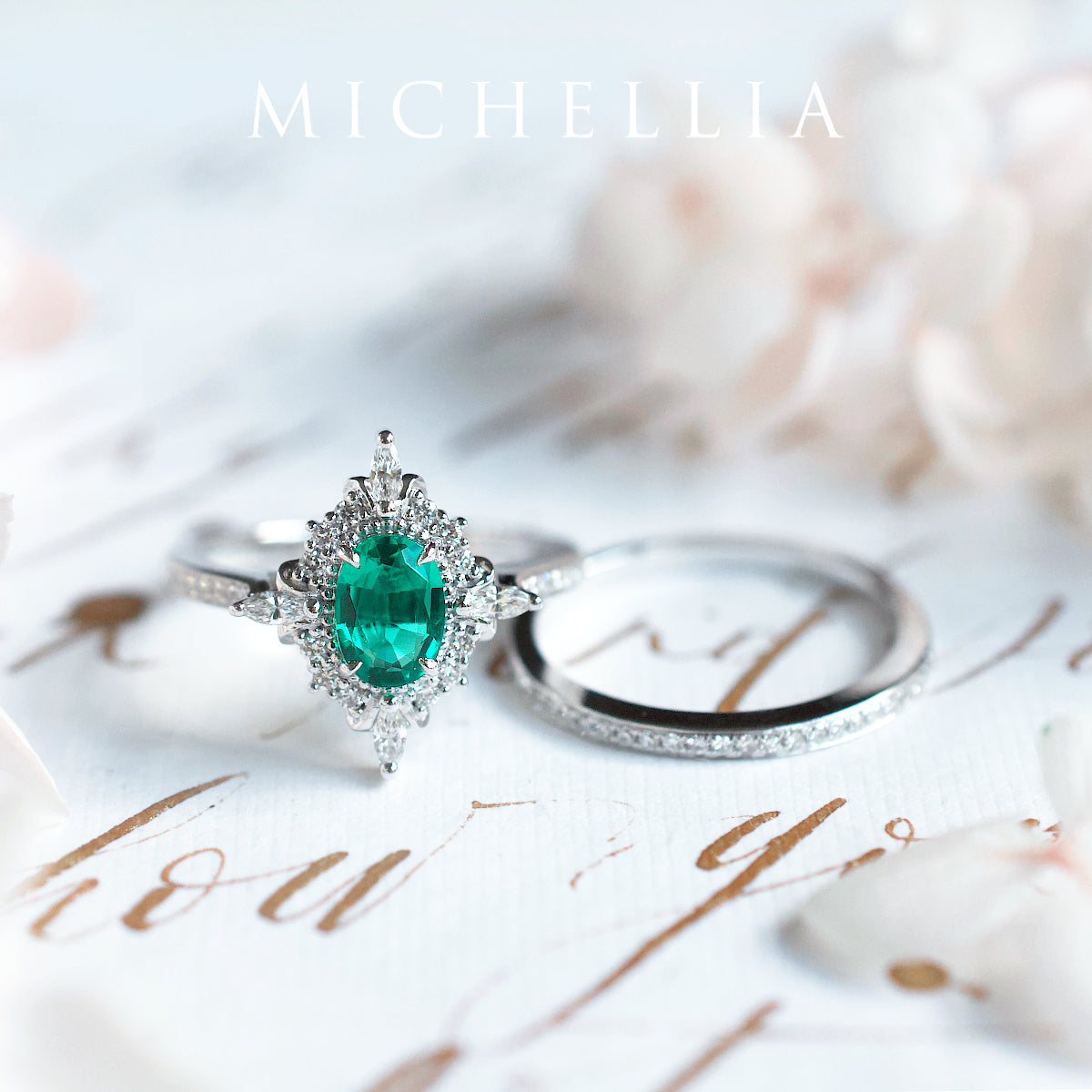 [Alessandra] Art Deco Oval Cut Ring in Lab Emerald