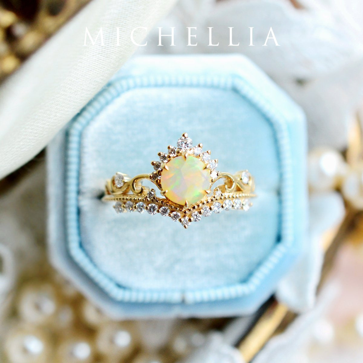 [Theia] Heirloom Crown Ring in Opal