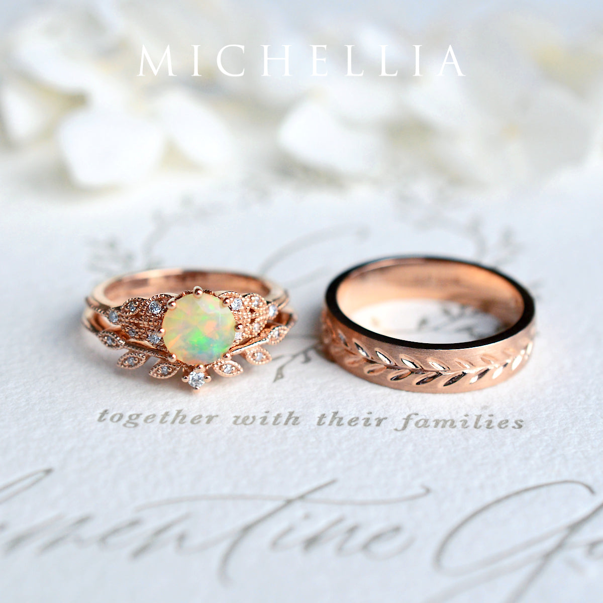 [Kerensa] Classic Floral Engagement Ring in Opal