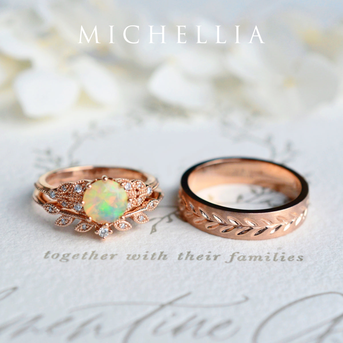 [Kerensa] Classic Floral Engagement Ring in Moonstone