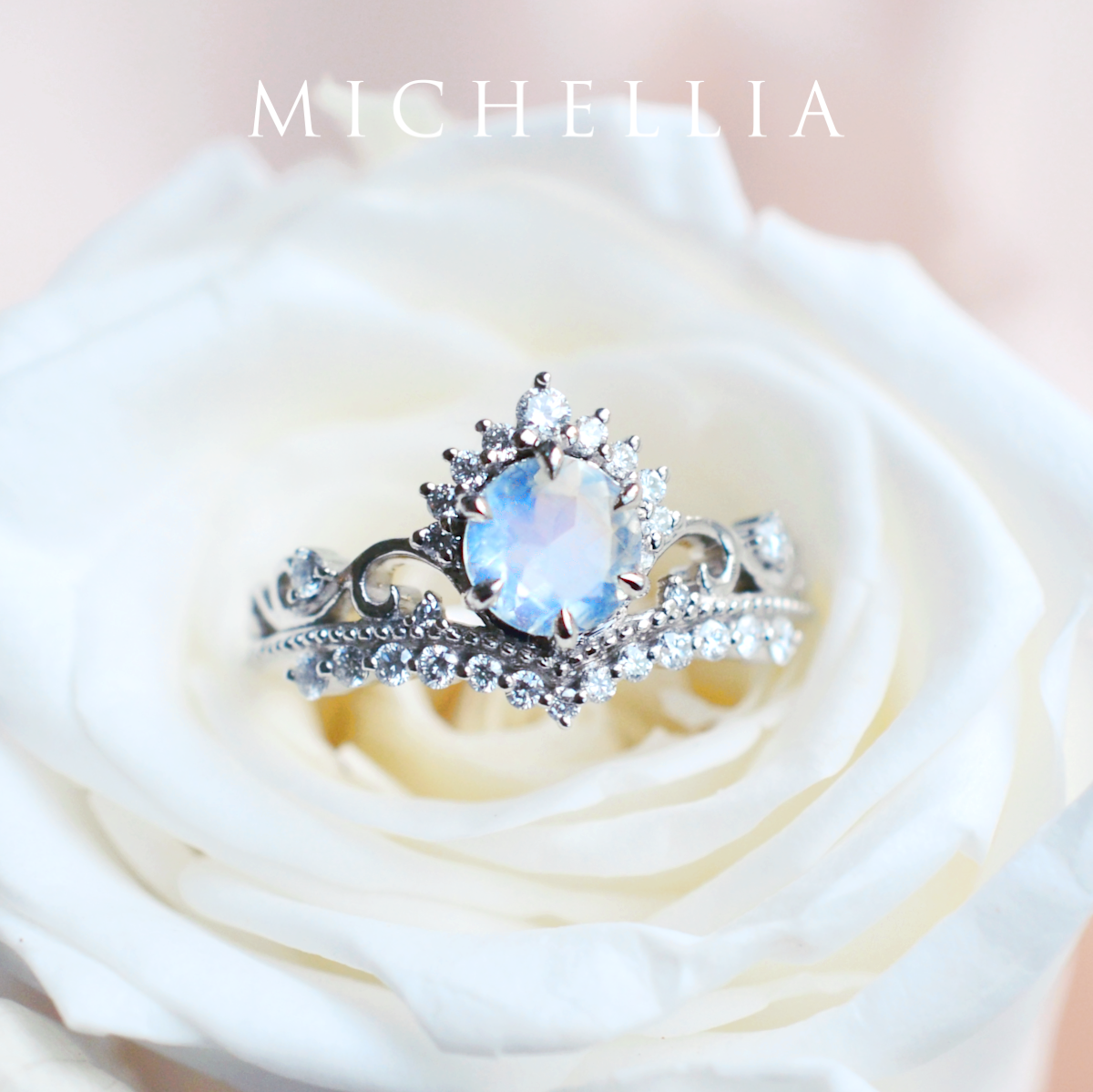 [Theia] Heirloom Crown Engagement Ring in Aquamarine