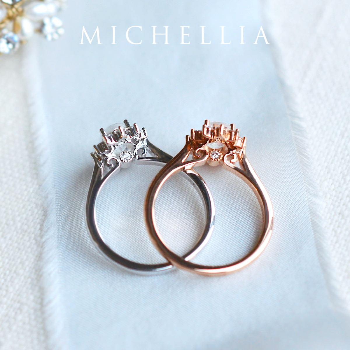 [Julianne] Vintage Bloom Oval Cut Ring in Opal