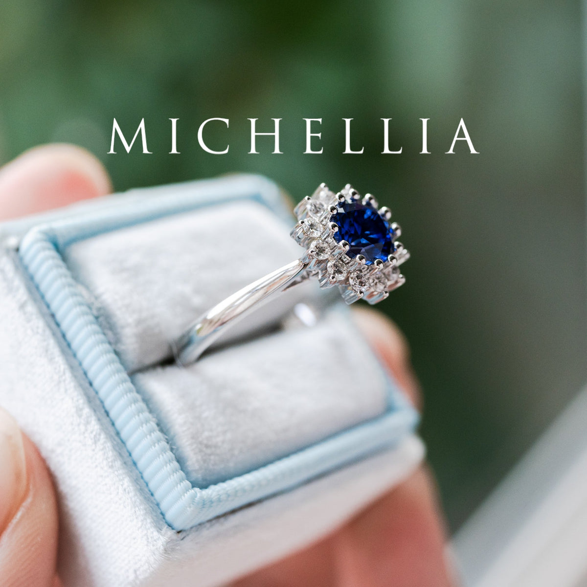 [Rosalie] Vintage Bloom Ring in Lab Blue Sapphire