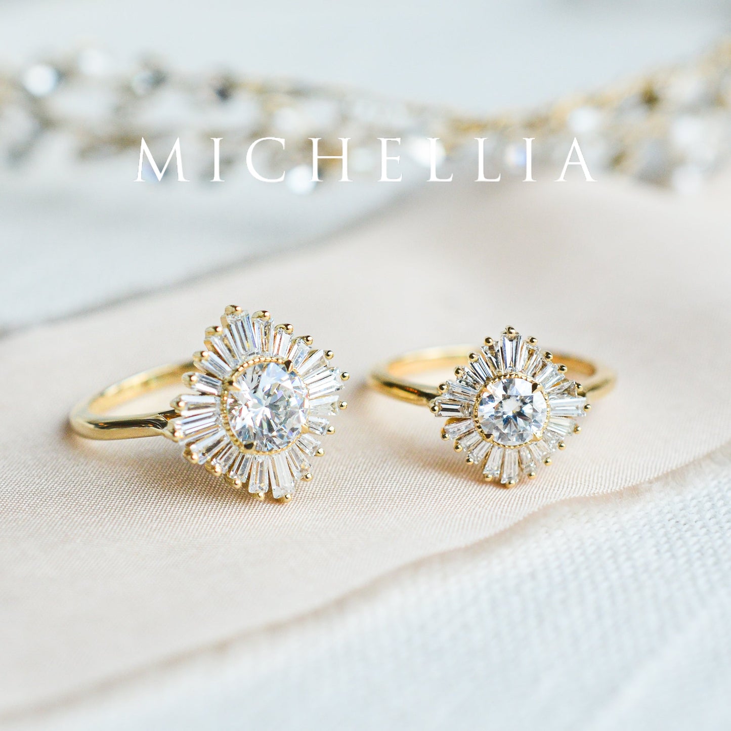 [Artemis] Vintage Deco Goddess Ballerina Engagement Ring in Diamond / Moissanite